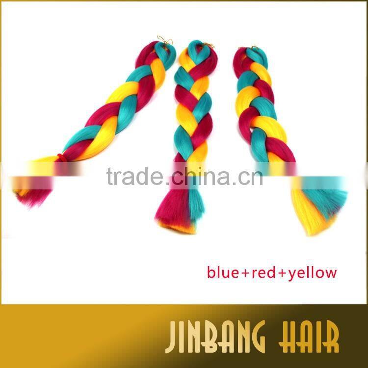 Colorful Synthetic Crochet Braiding Hair Extension Synthetic Ombre Marley Hair Braid Rainbow Jumbo Braid Hair