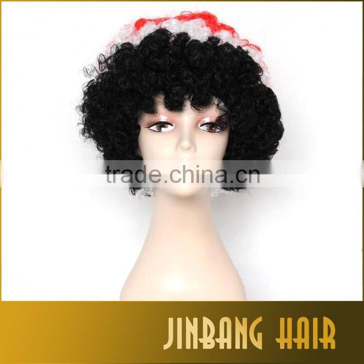 New football fans wigs Black White & Red Sports Fanatic Wig 1piece/lot for wholesales