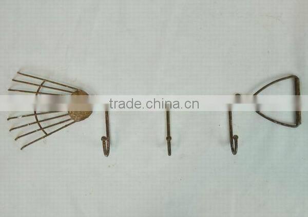 Rustic garden decorative metal besom hooks