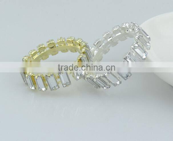 wholesale square shape acrylic stones crystal wedding napkin ring