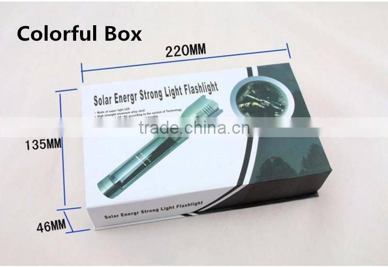 Colorful Box-2016 New Solar Aluminium Alloy Flexiable LED Flashlight Electronic Waterproof Torch
