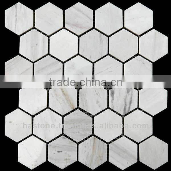 GREY YELLOW HEXAGIONAL MARBLE MOSAIC 2''