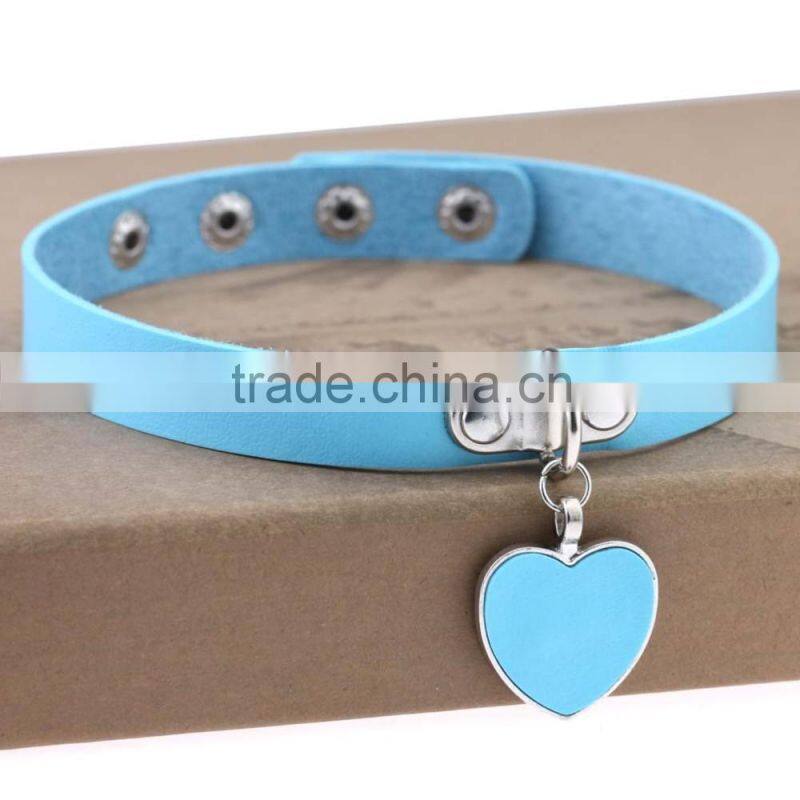 Wholesale anime rock Harajuku punk gothic heart necklace pendant leather necklace leather collar choker necklace bracelet