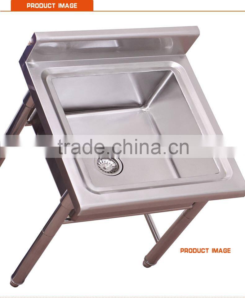 45x45cm single bowl rectangle square SS whole assembled commercial cabinet with sink and drain hole