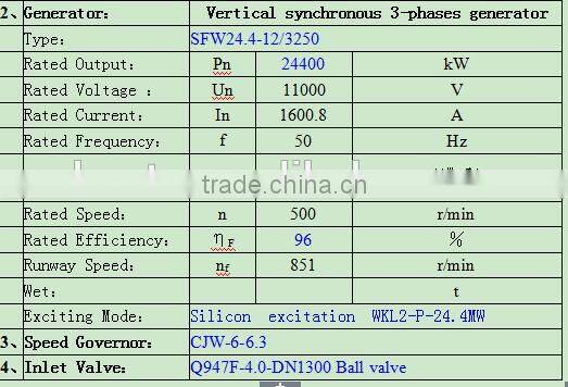 High water head 24.4MW turbina /Vertical Pelton turbine/Hydropower plant