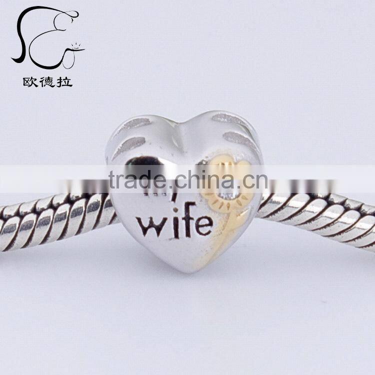 stamped genuine heart shape 925 sterling silver charms