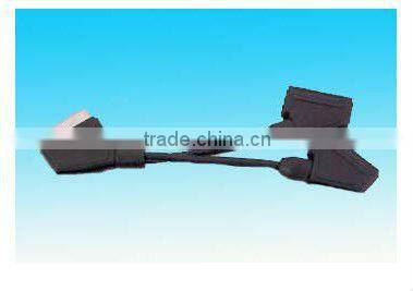 scart plug to 6 RCA cable assembly type red cable gold connector rohs comliant