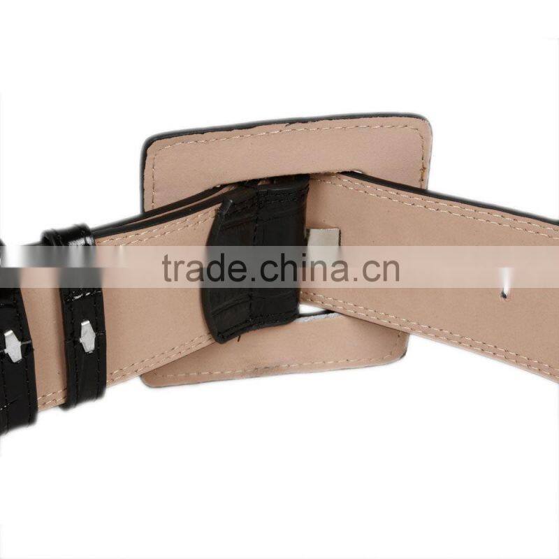 Fashion Black&Red Croc Leather Wide Woman Dress Belt