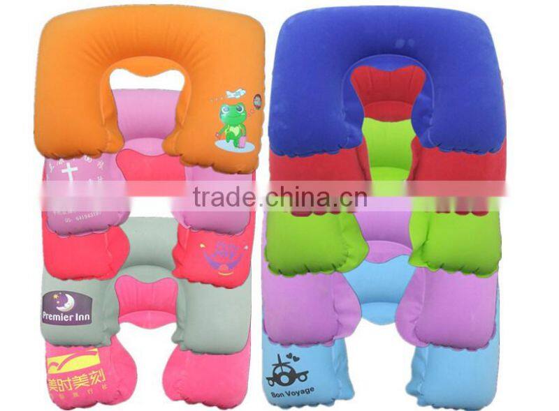 PVC flocking travel Inflatable neck pillow