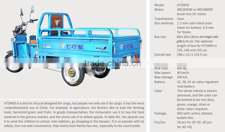 China open body cargo electric tricycle