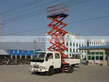 Hydraulic lift by truck fixed aerial work table equipment for sale