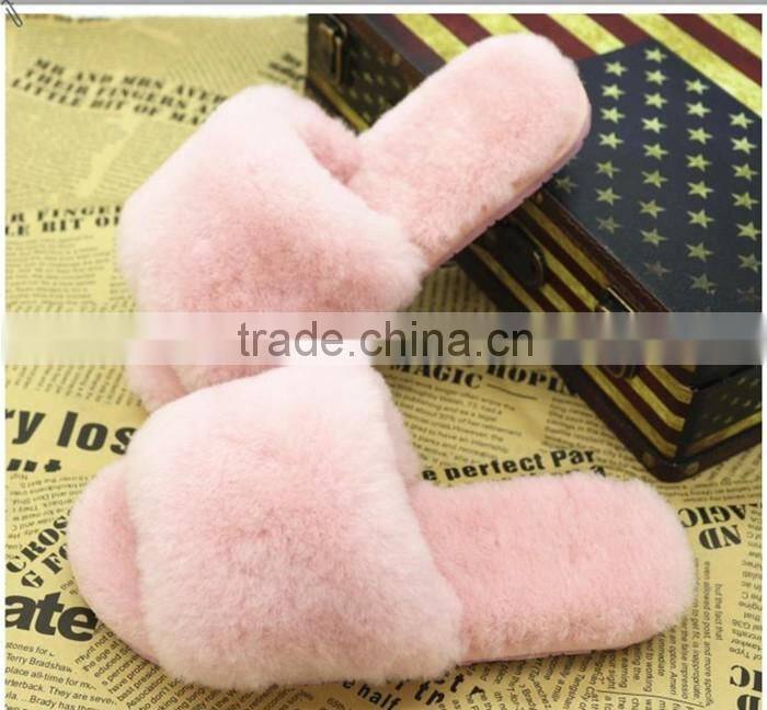 Hot Wholesale Sheepskin Slippers Rex Rabbit Fur Lined Slippers