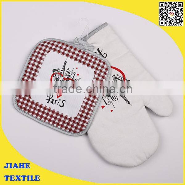 polyester/cotton printed checks oven glove