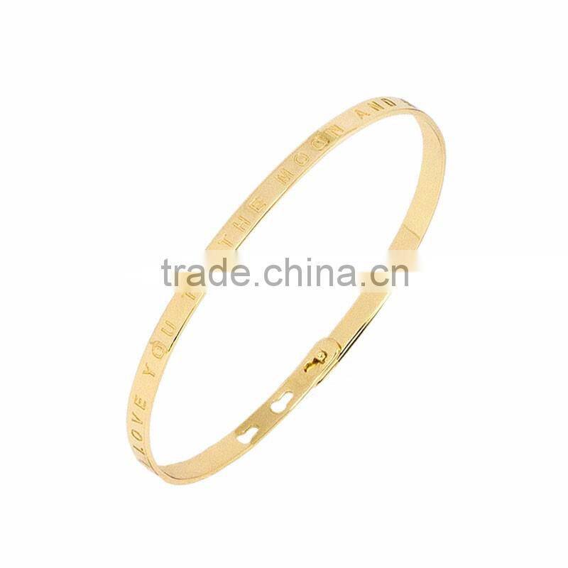 Memories Bangles with Customize Design Word 'I LOVE YOU TO THE MOON AND BACK' with 4mm/7mm Width