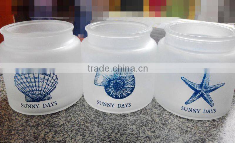 Ocean series frosted glass jars with logo printing