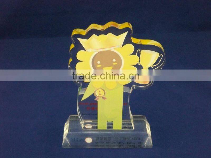 Flower shape achievement awards acrylic trophy