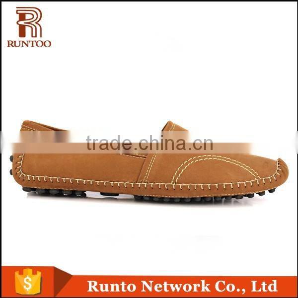 New fashion brown color nubuck leather men driving Shoe male breathable casual flat boat shoes Italy men casual shoe