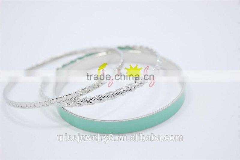 Fashion Silver Bangles Sets Multilayer Bracelet Sets(3pcs) Women Jewelry Pulseras Paint Bangle For 2016New Intrend style