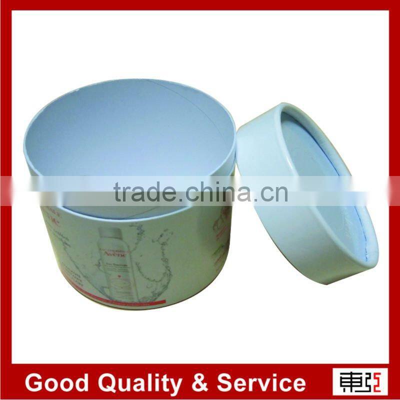 white glossy surface paper packing box for skin care product in round shape