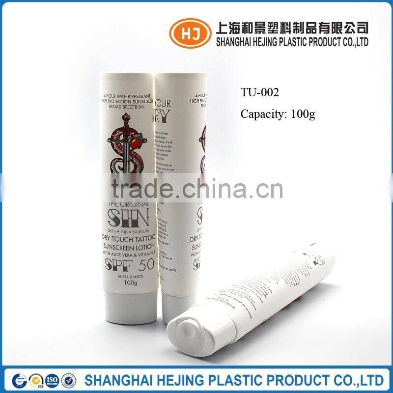 100g soft colored pe plastic tube for sunscreen lotion