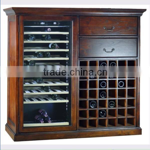 45 bottles double layers glass door wood wine cabinet