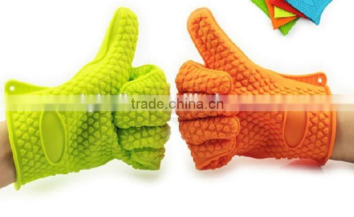 Silicone BBQ gloves BBQ grill mitt Heat Resistant Grilling oven glove (BSCI Factory)