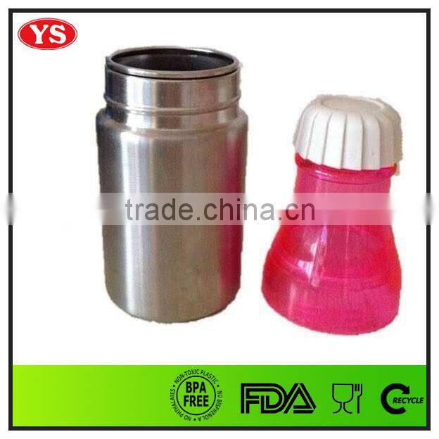 single wall bpa free 500ml plastic and stainless steel soda bottle