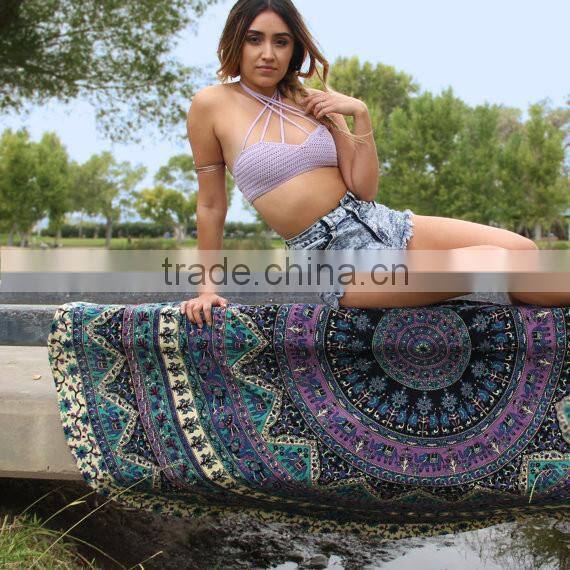 Indian Mandala Round Tapestry Cotton Ethnic Blanket Boho Roundie Hippie Beach Throw Towel