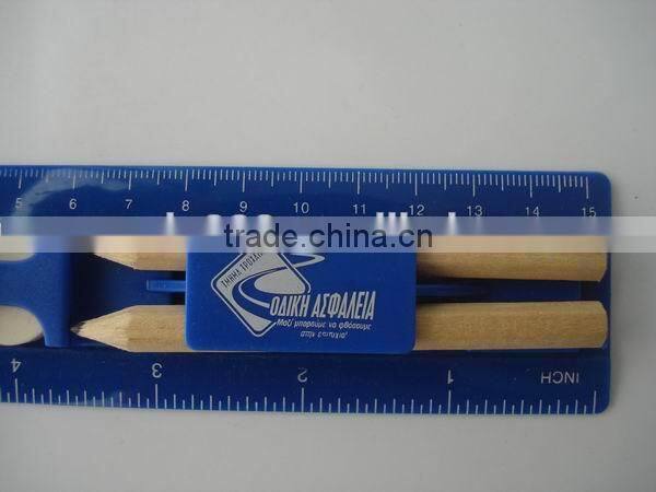 new ideas ruler set/assorted stationery set/pencil with sharpener with ruler