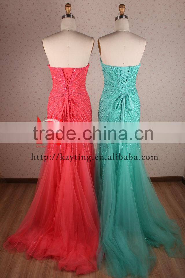 Luxurious Beads Sexy Elegant girl party wear western evening dress 2015