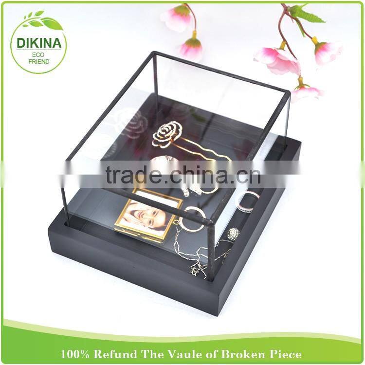 Tiny square round ring bearer accessory container with carved wood tray , Beach Wedding Card holder , wholesale bulk alibaba box