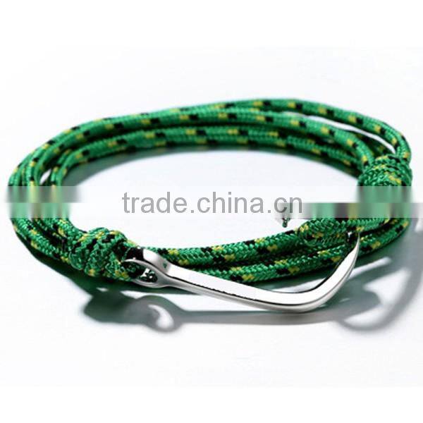 Navy Style Silver Color Fishhook Anchor Design Survival Paracute Bracelet