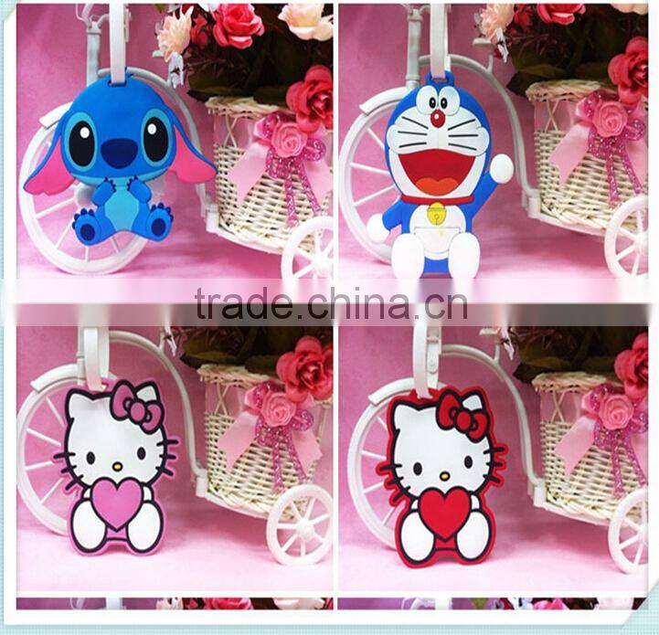 Cartoon Design Trolly Luggage Tag Wholesale/Handbag Soft Pvc Hang Tag Label/Promotional Gift Suitcase Name Tag