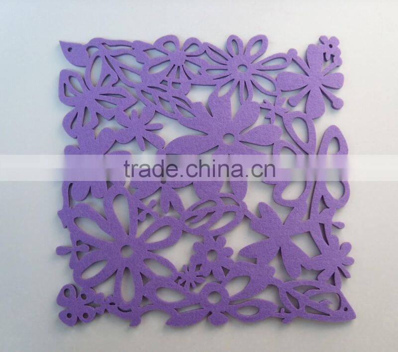 square size New flower felt hot food table dishes mat home dishes platemat dinner desk coaster