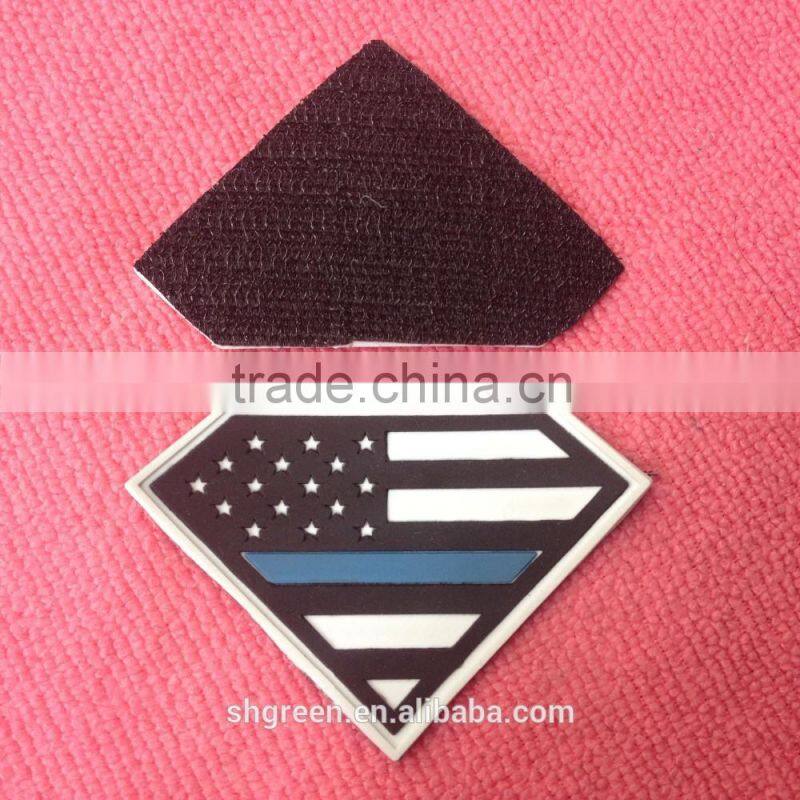 Safe sword logo PVC rubber badge with removable velcro