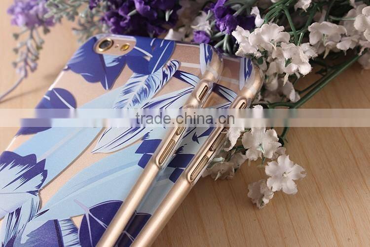 Transparent Ultrathin hard plastic Cell Phone Case with blue painting case for Iphone