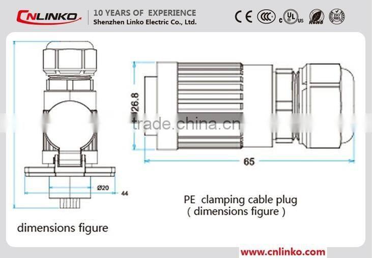 China waterproof electrical male plug connector industrial female socket and plug plastic connector with metal automatic cover