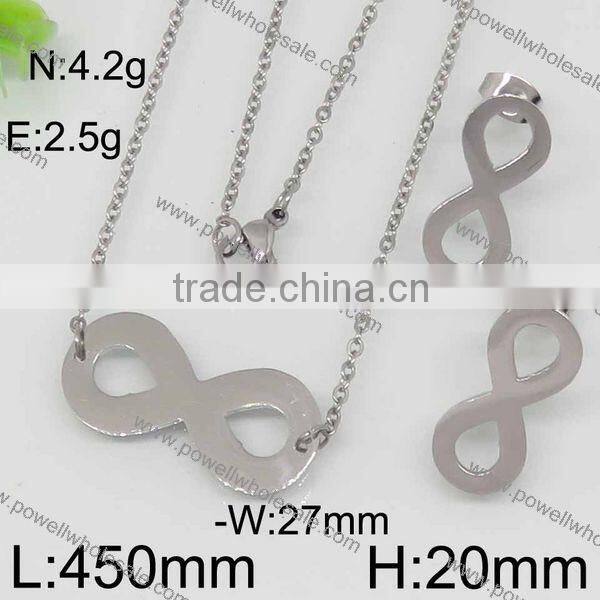 Fashion number 8 gold and steel color alibaba express jewelry set