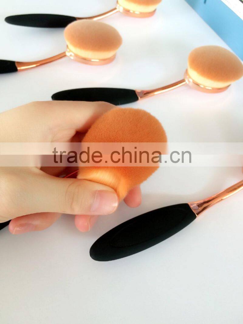 2017 Hot Sale 10pcs Cosmetic Brush Foundation Oval Makeup Brush Set