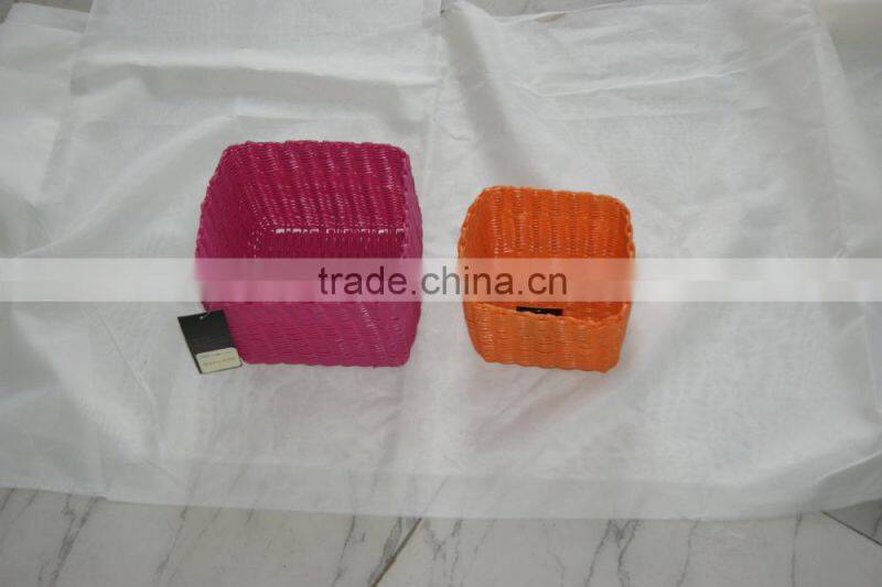 fashionable and soft cheap small size crochet PP straw basket home use