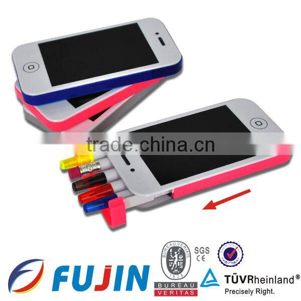 plastic pencil case with 5 mini highlighter and pen