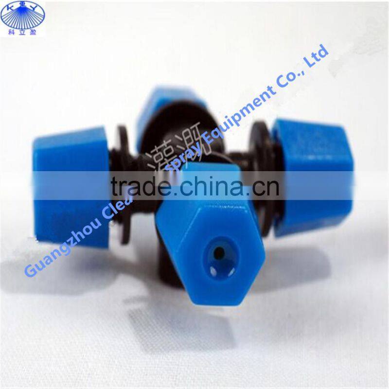 Greenhouse Misting four nozzle cross sprinkler