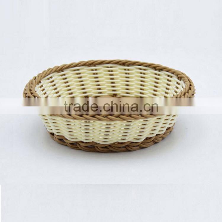 Set of 5 design eco-friendly plastic wicker woven fruit bread basket mini baskets wholesale