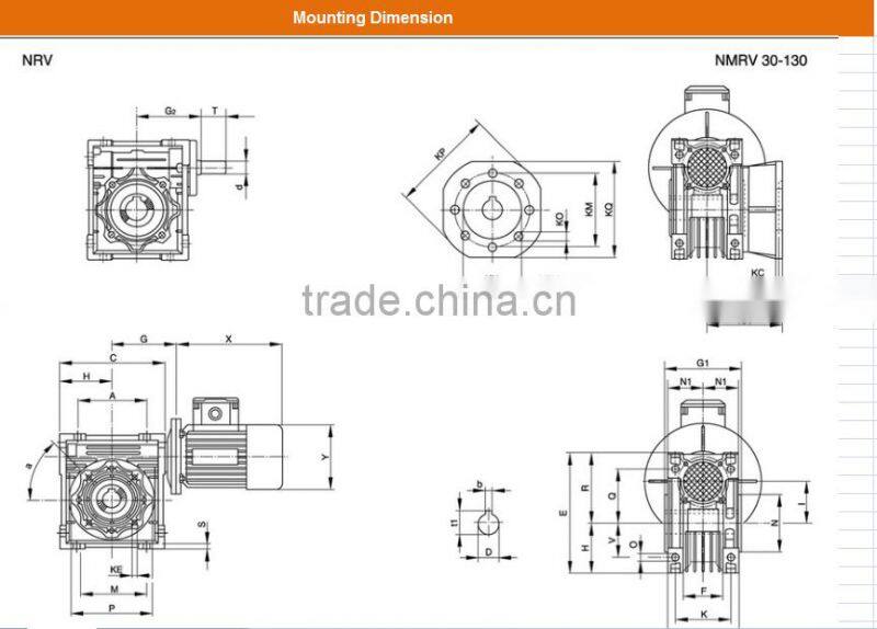 Worm gear speed reducer, NMRV Worm reducer