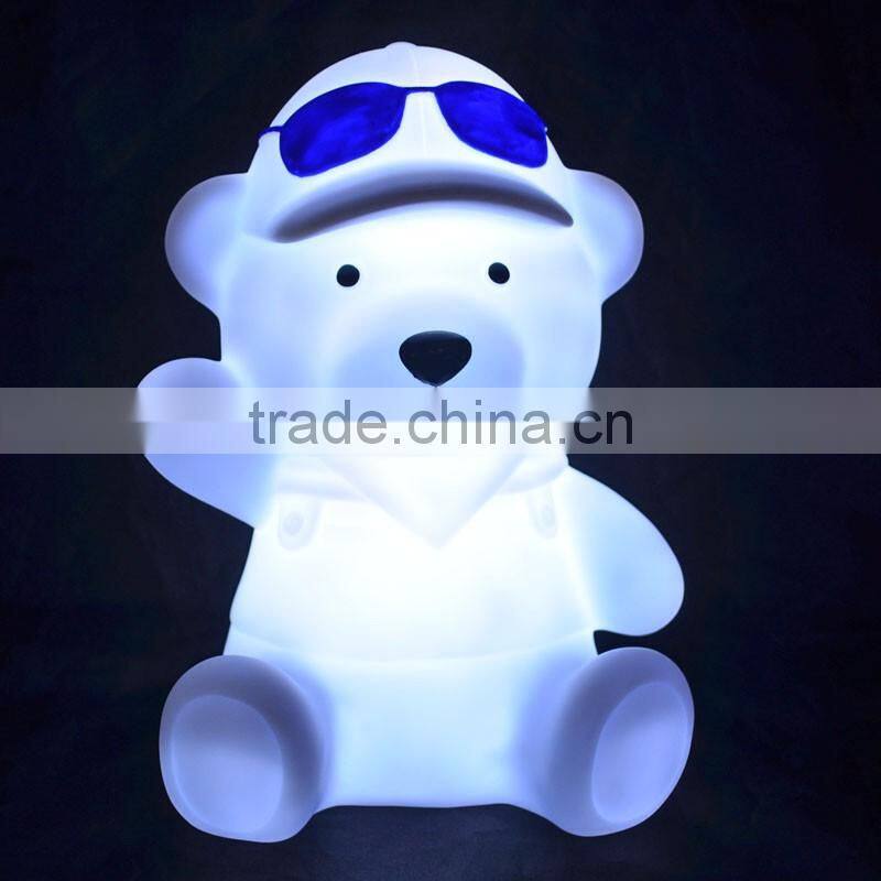 Cute Bear USB Rechargeable LED Table Lamp Cartoon Animal Reading Night Light Dimmer Bedside Table Lamp