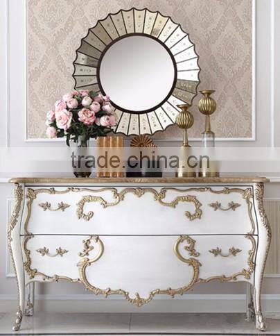 Vintage Style Living Room Coffee Table With Hand Painted, Leisure Wooden Curio Side Table