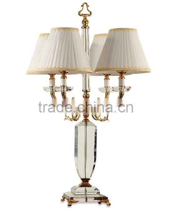 Four heads clear crystal table lamp with lampshade