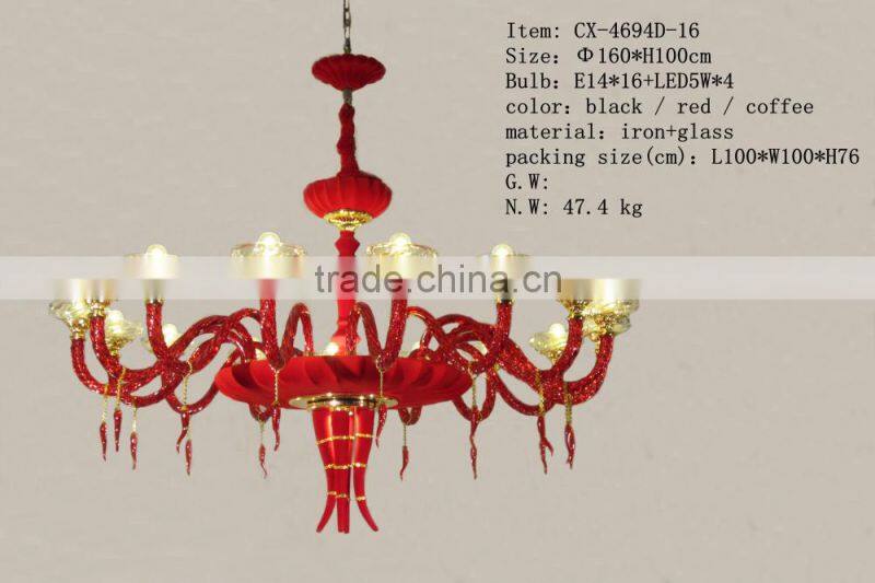 CE UL Certificate Wholesale Red Luxury Modern Metal Chandelier