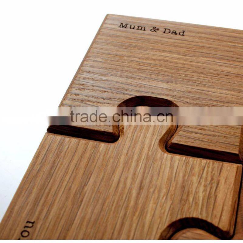 Oak Puzzle Shape Wooden Coaster CNC Engrave Creative Coaster with Customer Logo