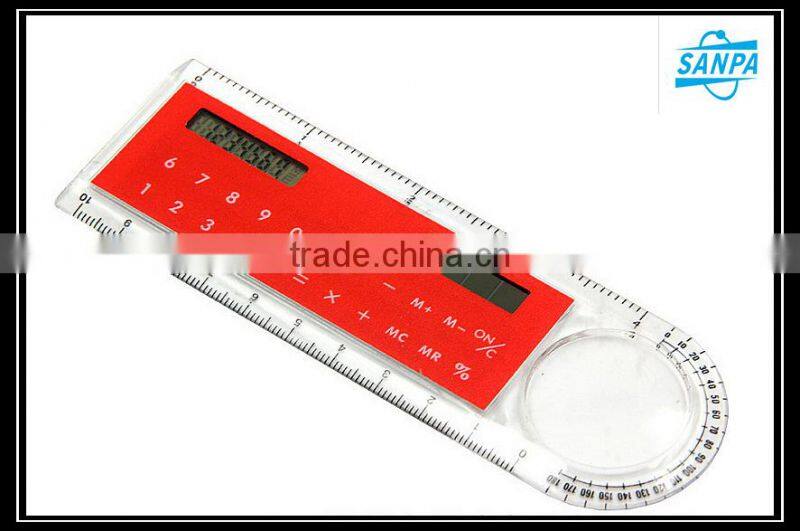 Multifunctional 10cm Plastic Ruler/Solar Calculater/Magnifying Gass